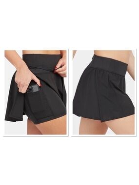 SPANX Get Moving 14-Inch Skort Black Athletic Tennis Skirt large